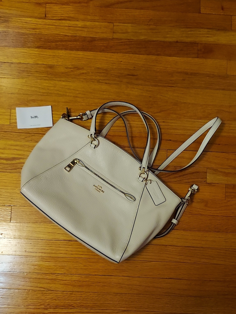 Coach Cream Pebbled Leather Satchel Tote